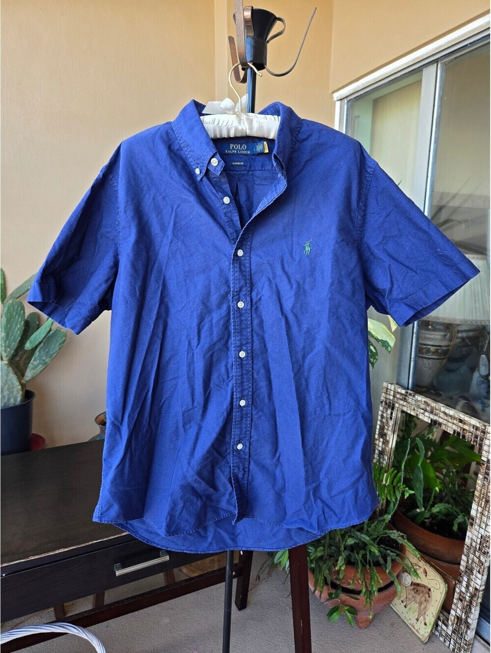 Polo Ralph Lauren Men’s L Blue Classic Fit 100% Cotton Short Sleeve Oxford Shirt